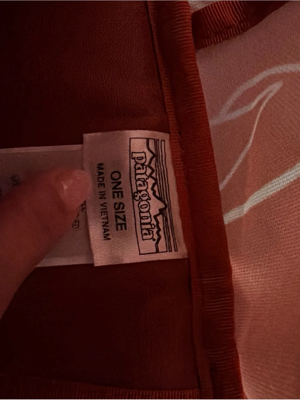 Patagonia Rust Orange Backpack with Cream Abstract Pattern